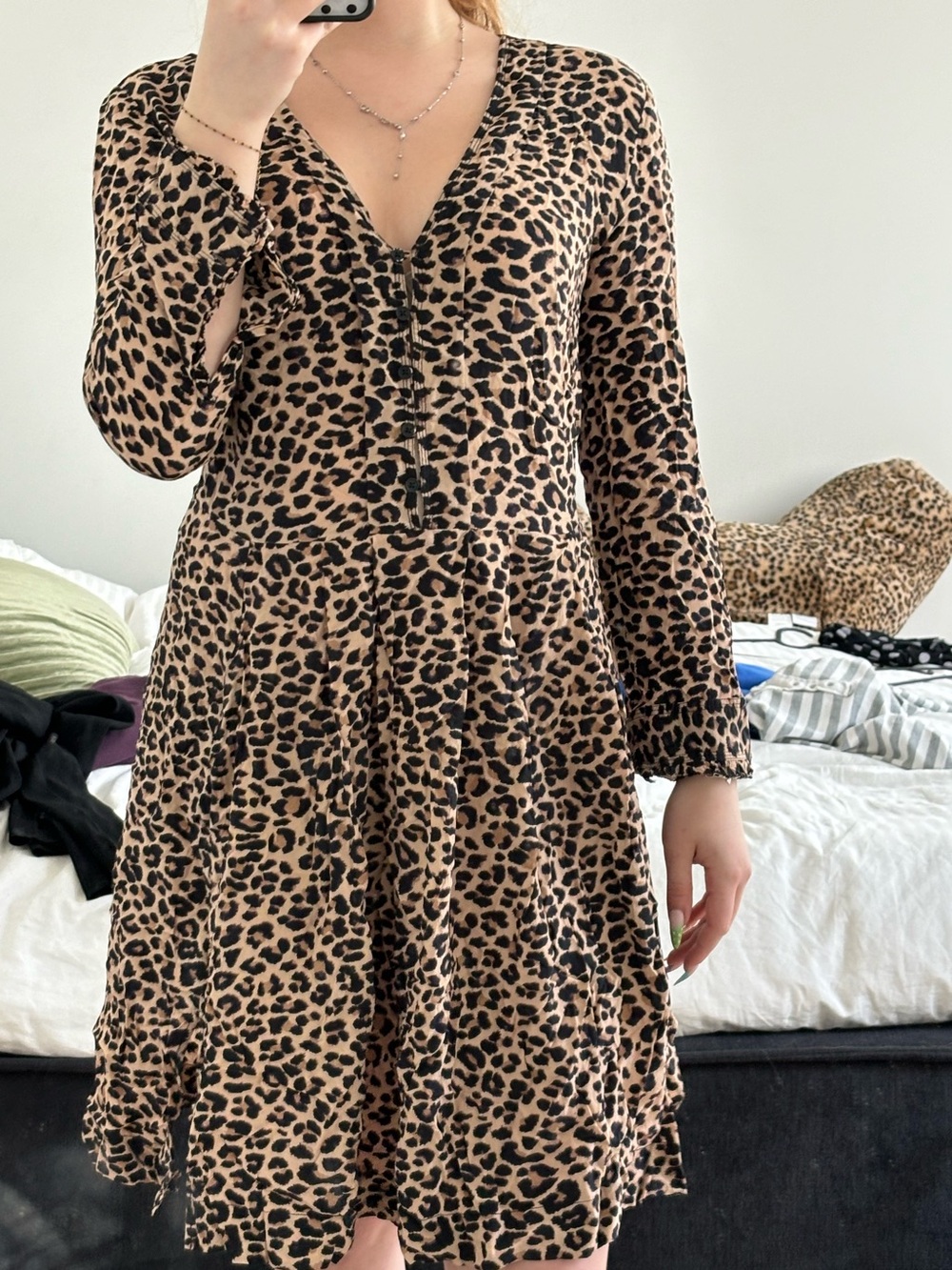 Zadig & Voltaire Leopard Print Long Sleeve Dress